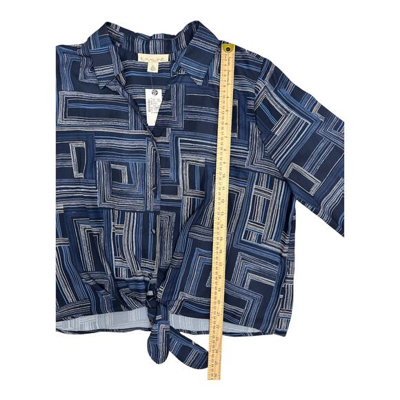 Emaline Womens Blouse Tie Front Button-Down Long‎ Sleeve Size XL - Picture 4 of 9